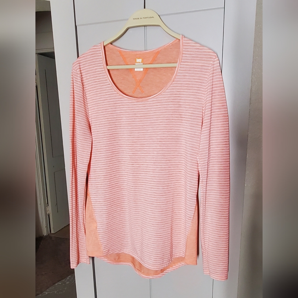 Lucy Coral Striped Long Sleeve Top